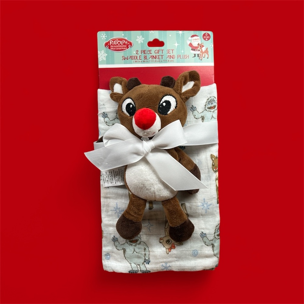 Rudolph 2 Piece Gift Set Plush & Swaddle Blanket Set